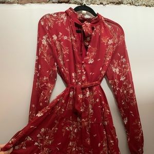 Red floral mini dress